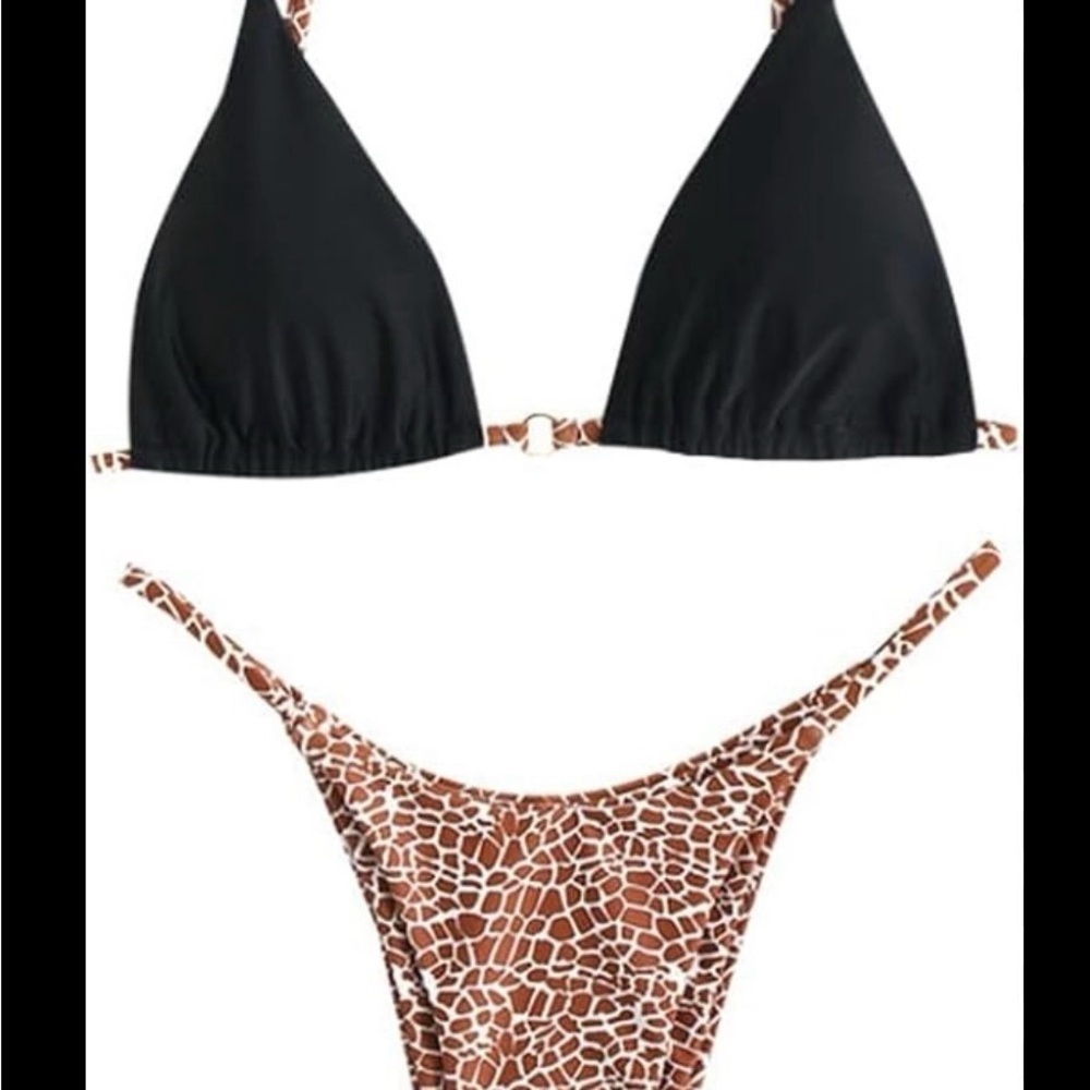 ZAFUL size 8 high cut straps animal print 2 piece new with tags size medium